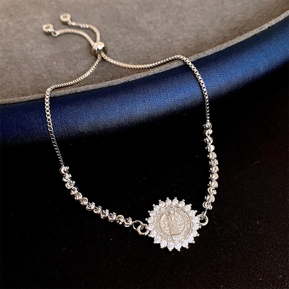 Christianartworkshop Our Lady Miraculous Medal Halo Cz Beaded Bracelet: Emblem Of Divine Protection & Grace  - image 4