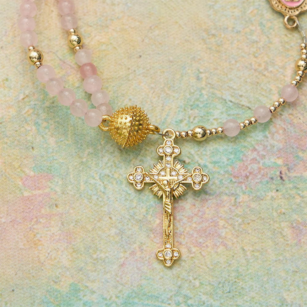 Christianartworkshop Magnetic Strawberry Agate Rosary Bracelet: Emblem of Divine Grace & Purity - image 7