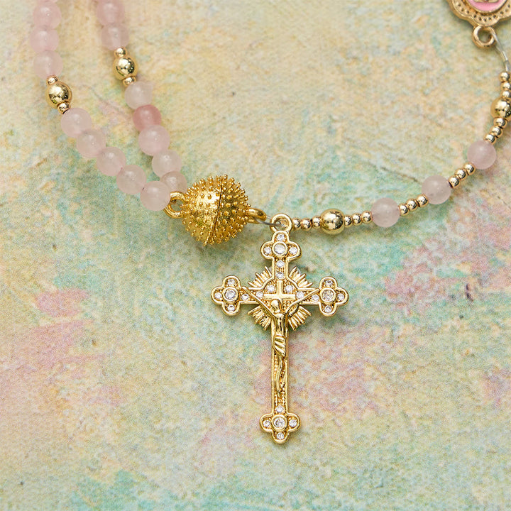 Christianartworkshop Magnetic Strawberry Agate Rosary Bracelet: Emblem of Divine Grace & Purity - image 7