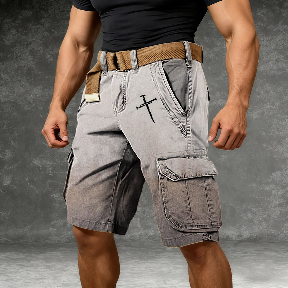 Christianartworkshop Nail Cross Emblem Cargo Shorts - image 1