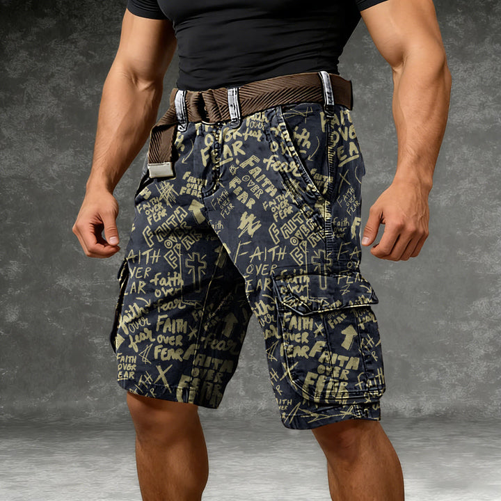 Christianartworkshop Faith Over Fear Graffiti Cargo Shorts - image 1