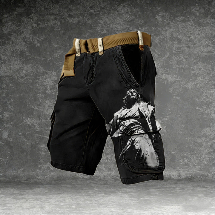 Christianartworkshop Jesus Statue Print Cargo Shorts - 5XL - image 0
