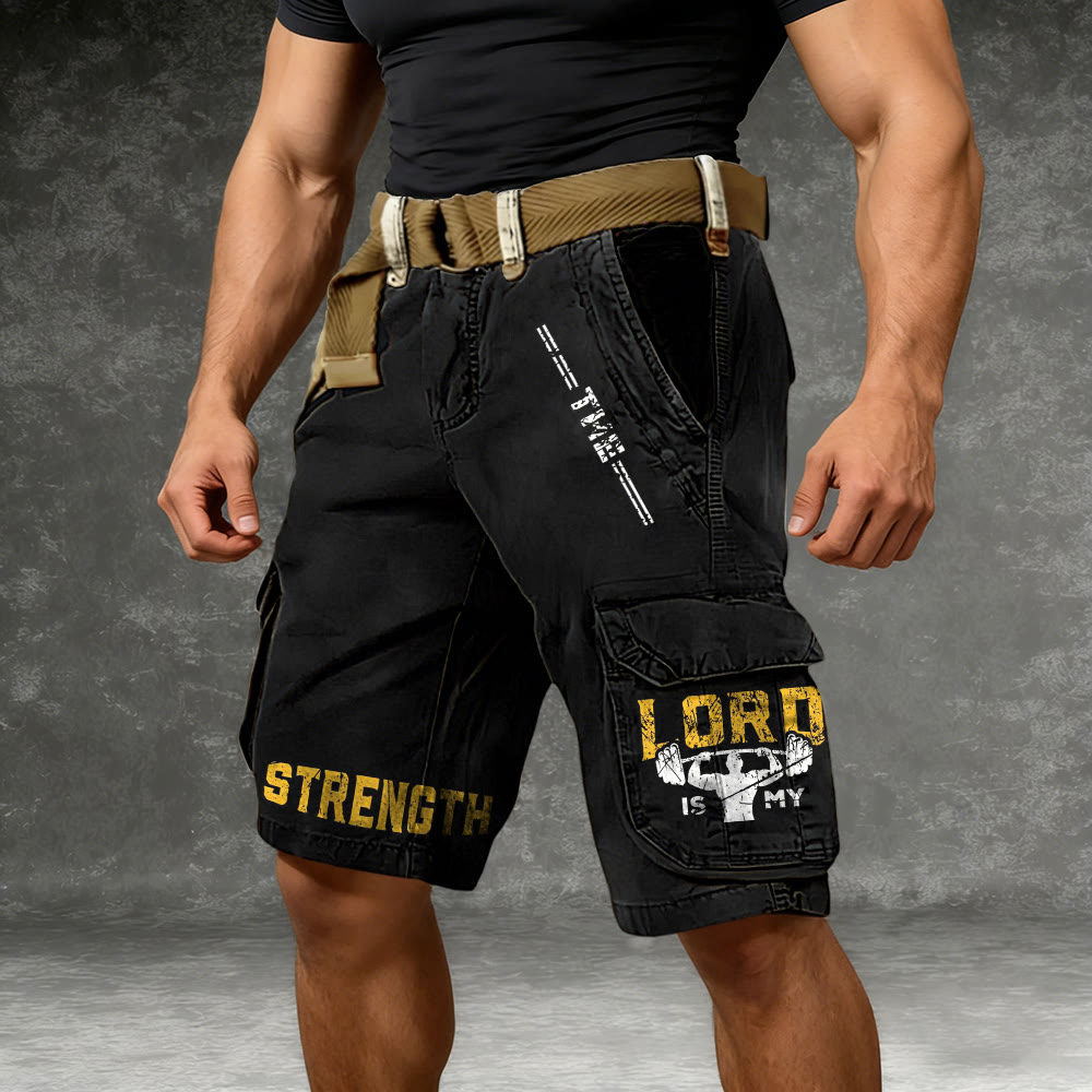 Christianartworkshop Lord Is My Strength Slogan Cargo Shorts - image 1