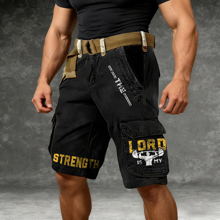 Christianartworkshop Lord Is My Strength Slogan Cargo Shorts - image 1
