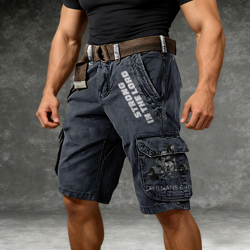 Christianartworkshop Strong In The Lord Scripture Cargo Shorts - image 1