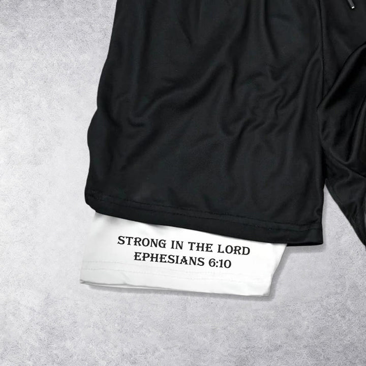 Christianartworkshop Ephesians 6:10 Strong In The Lord Barbell Cross Performance Shorts - image 6