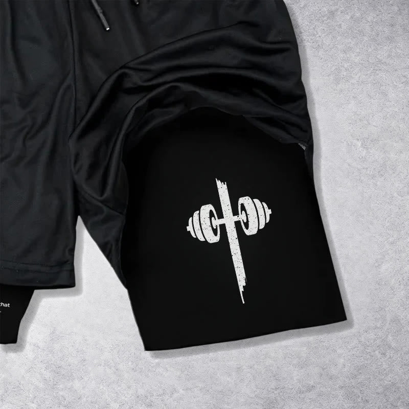 Christianartworkshop Ephesians 6:10 Strong In The Lord Barbell Cross Performance Shorts - image 14
