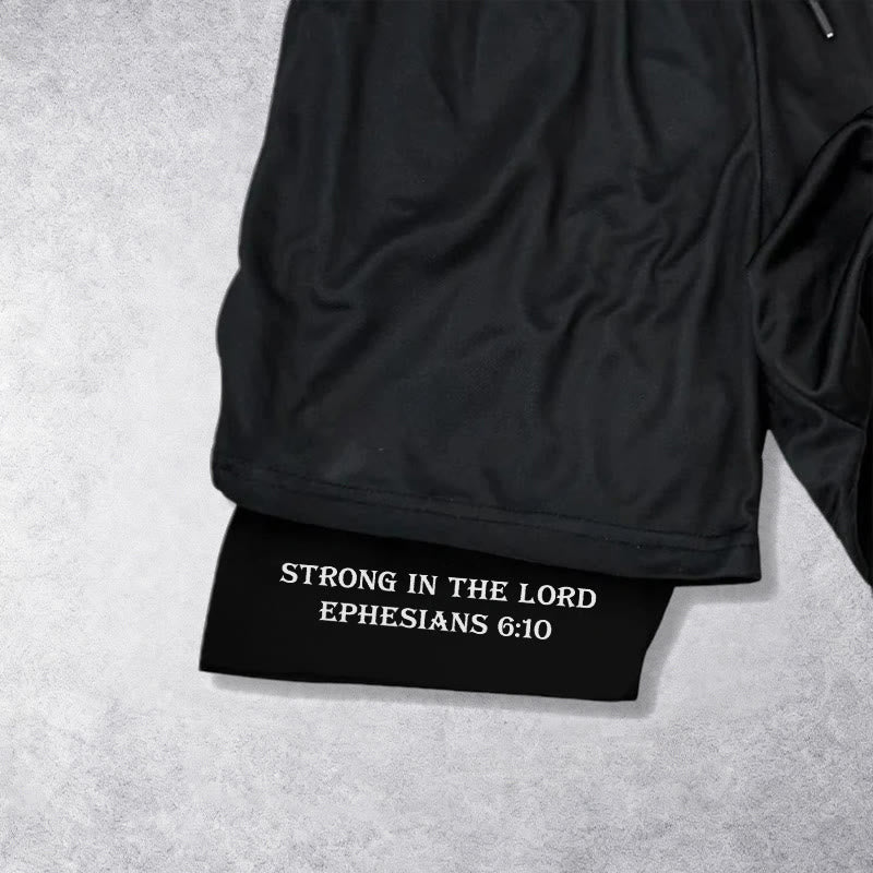 Christianartworkshop Ephesians 6:10 Strong In The Lord Barbell Cross Performance Shorts - image 16
