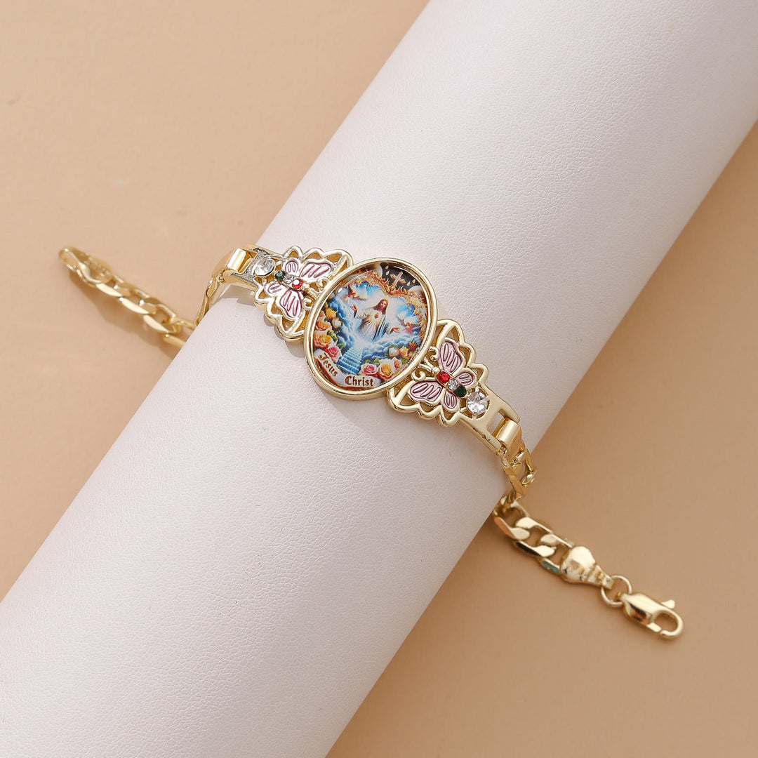 Christianartworkshop Jesus Christ & Butterfly Bracelet: Elevating Daily Devotion With Sacred Symbolism - Colored Butterfly - image 2