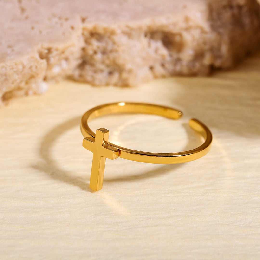 Christianartworkshop Minimalist Cross Open Ring: A Symbol Of Devout Faith & Spiritual Grace - image 2