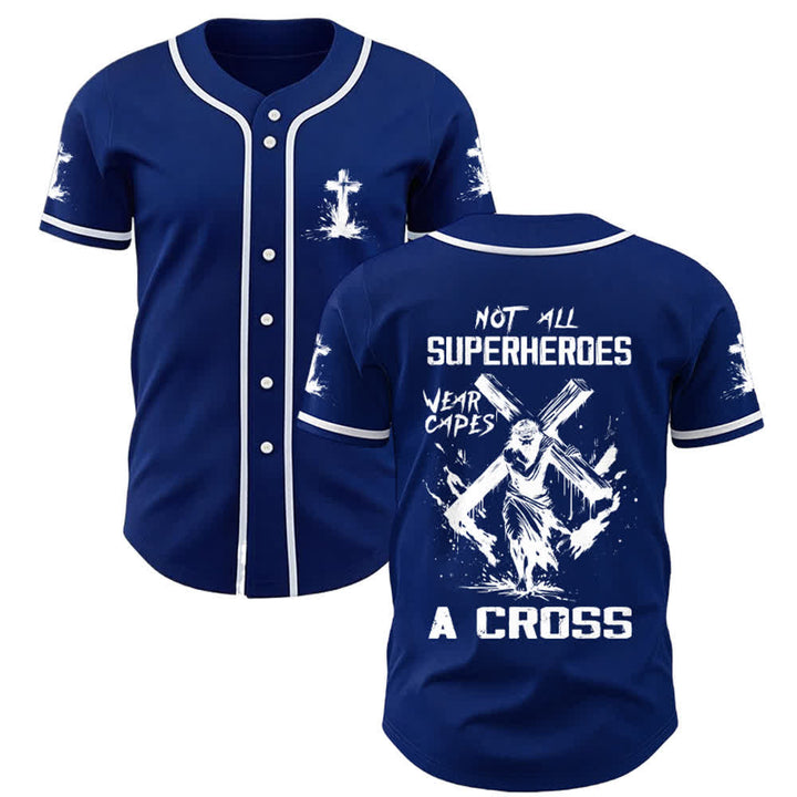 Christianartworkshop Not All Superheroes Wear Capes A Cross Unisex Baseball Jersey - Navy Blue - 5XL - image 19