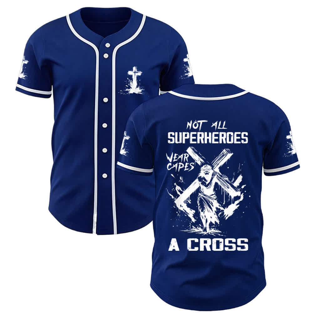 Christianartworkshop Not All Superheroes Wear Capes A Cross Unisex Baseball Jersey - Navy Blue - 5XL - image 19