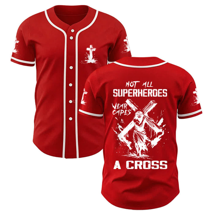 Christianartworkshop Not All Superheroes Wear Capes A Cross Unisex Baseball Jersey - Red - 5XL - image 10