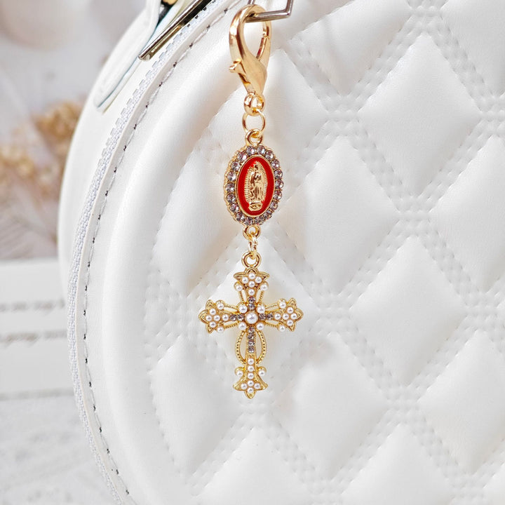 Christianartworkshop Ornate Our Lady Medallion Cross Keychain: Emblem Of Redemption & Spiritual Protection - Red - image 8