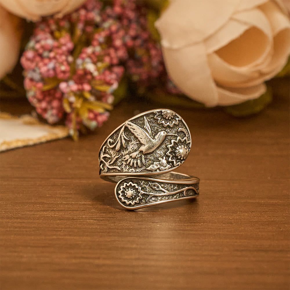 Christianartworkshop Hummingbird Holy Spirit Adjustable Wrap Ring: Emblem of Divine Grace & Natural Joy - Suitable for US sizes 6-9 - image 0