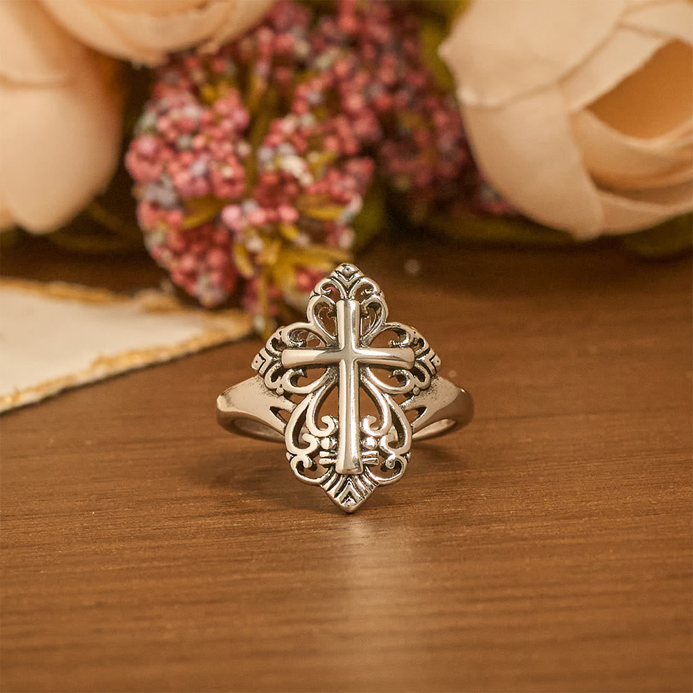 Christianartworkshop Heritage Filigree Cross Open Ring – Adjustable ...