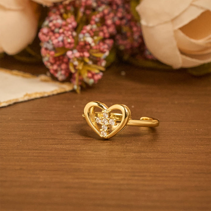 Christianartworkshop Elegant Heart Cross Open Ring: Emblem Of Devoted Faith & Heavenly Guidance - image 3