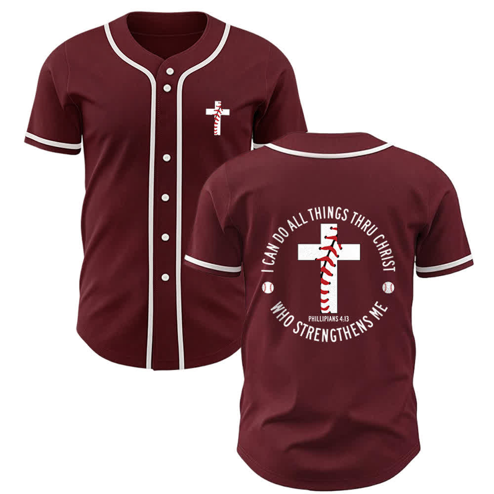 Christianartworkshop Philippians 4:13 I Can Do All Things Unisex Baseball Jersey - Wine - 5XL - image 16