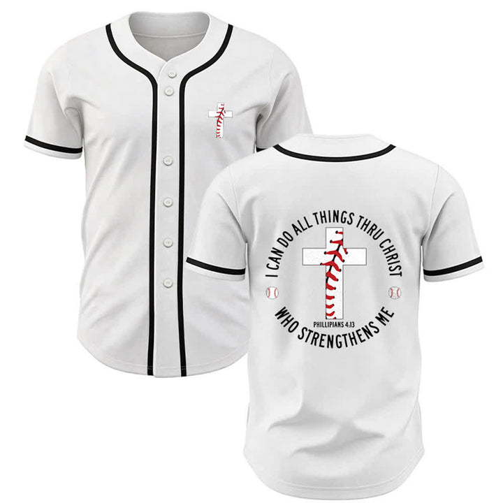 Christianartworkshop Philippians 4:13 I Can Do All Things Unisex Baseball Jersey - White - 5XL - image 7