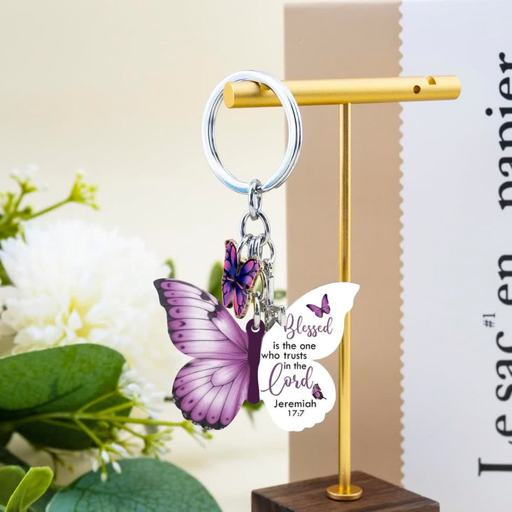Christianartworkshop Jeremiah 17:7 Butterfly Cross Keychain: Trust In The Lord - image 3