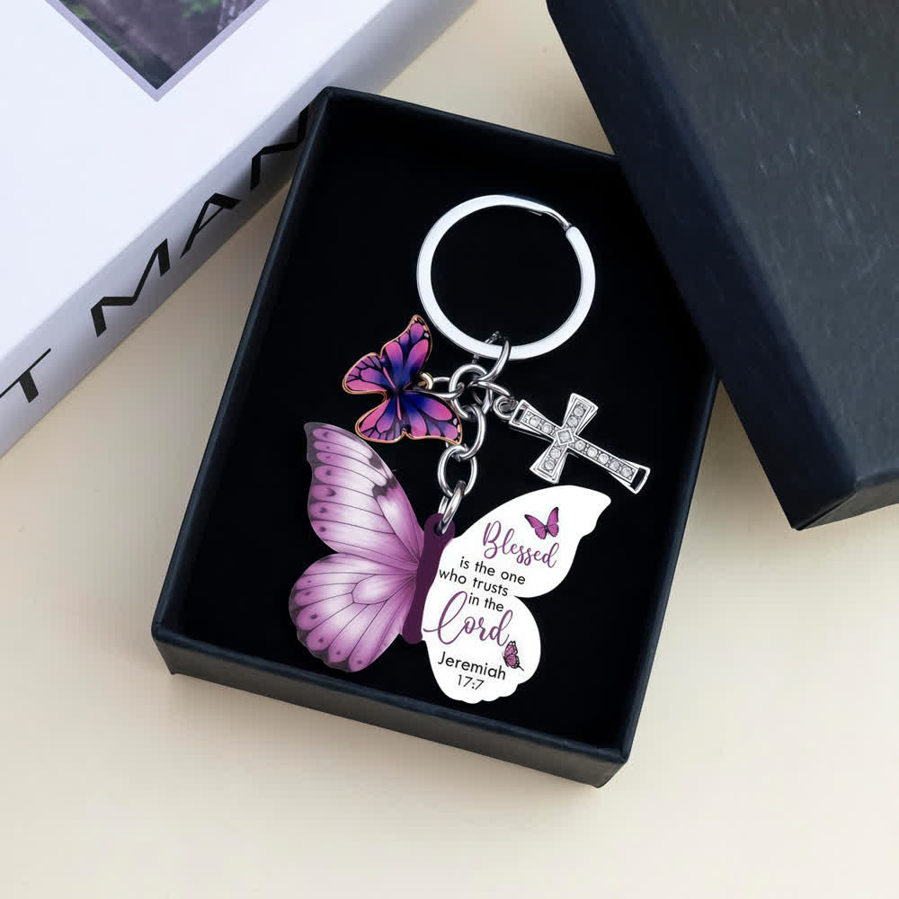 Christianartworkshop Jeremiah 17:7 Butterfly Cross Keychain: Trust In The Lord - image 2