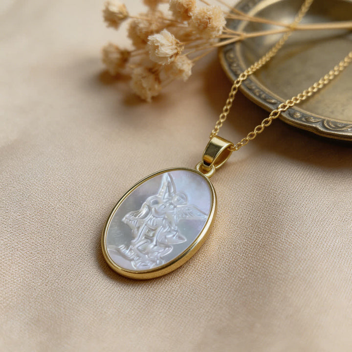 Christianartworkshop Natural White Pearl Saint Necklace: Sacred Heart, Jesus, Our Lady & St. Michael - St. Michael - image 9