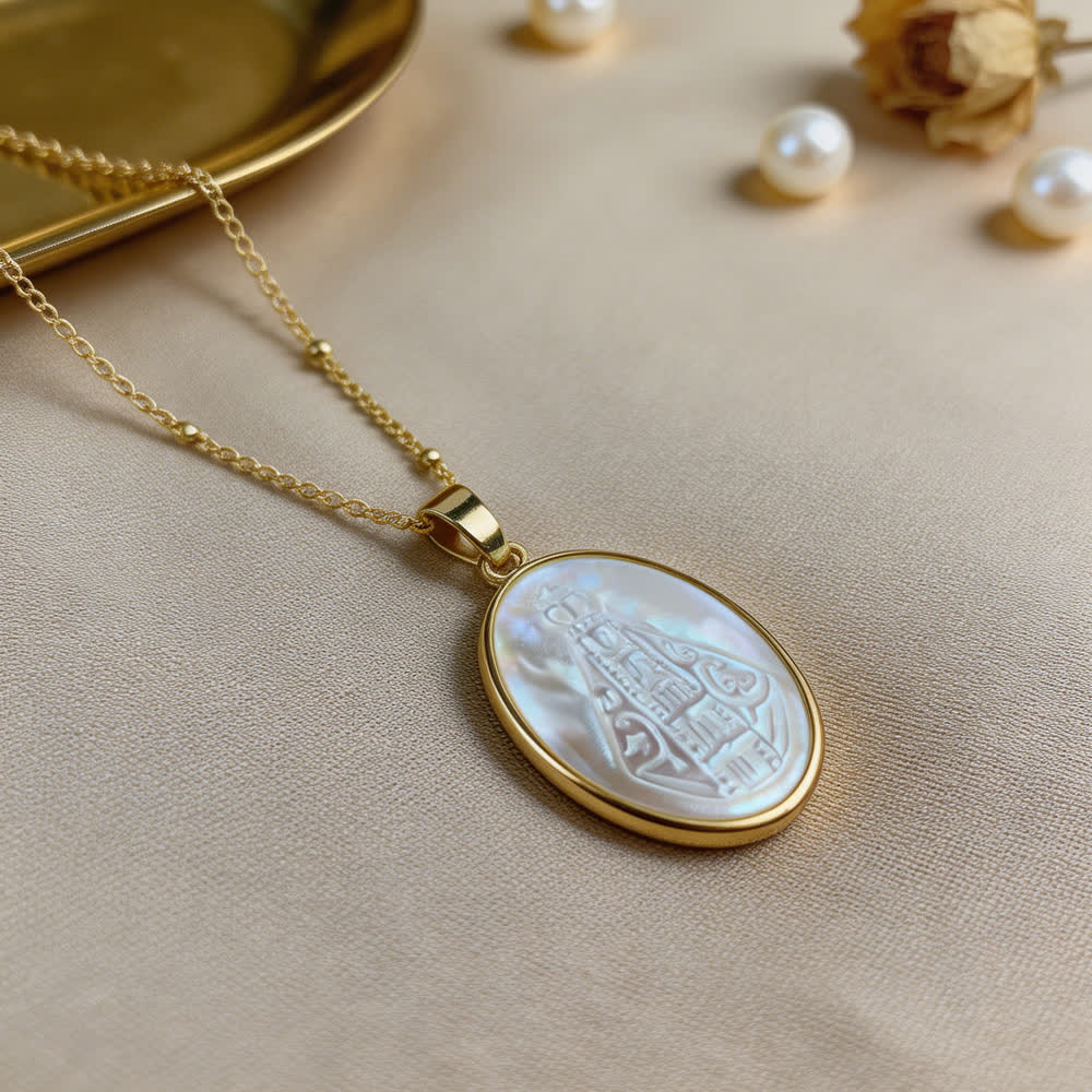 Christianartworkshop Natural White Pearl Saint Necklace: Sacred Heart, Jesus, Our Lady & St. Michael - Our Lady - image 12