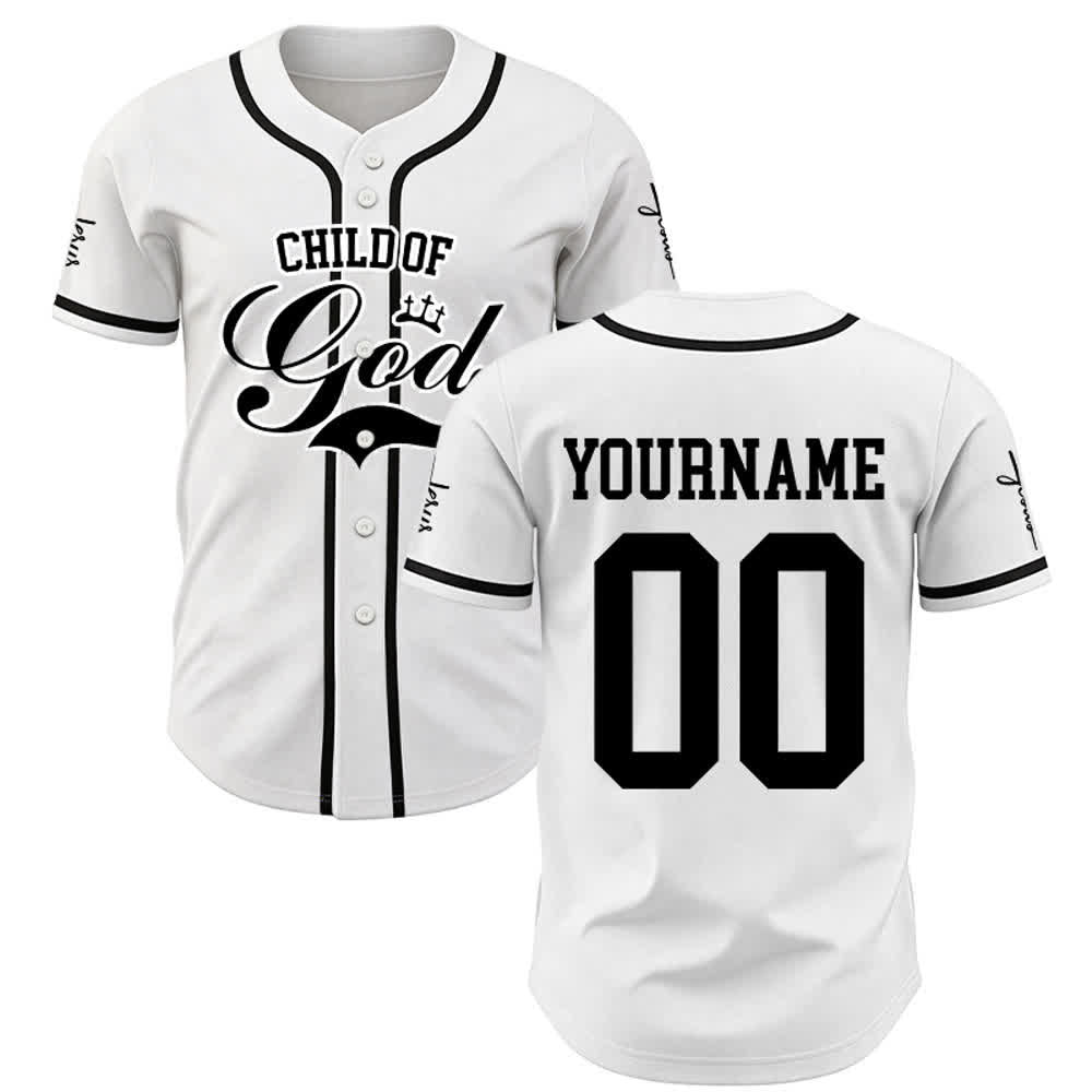 Christianartworkshop Child Of God Personalized Name Number Unisex Custom Baseball Jersey - White - 5XL - Name & Number Customized - image 1