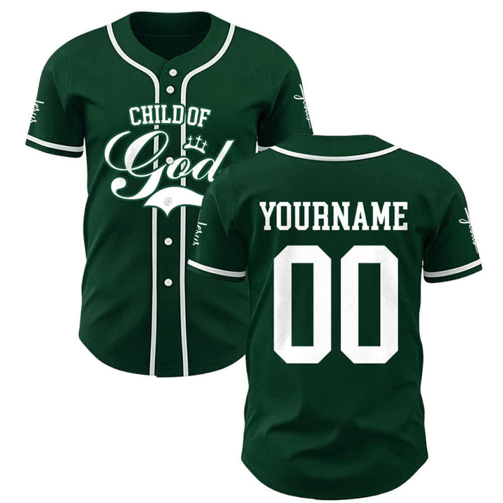 Christianartworkshop Child Of God Personalized Name Number Unisex Custom Baseball Jersey - Green - 5XL - Name & Number Customized - image 23