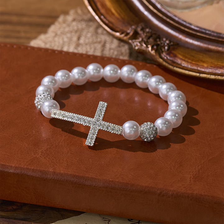 Christianartworkshop Two-Piece White Bead & Black Mate Bead Cross Bracelet Set: Emblem of Divine Purity & Redemption - image 5