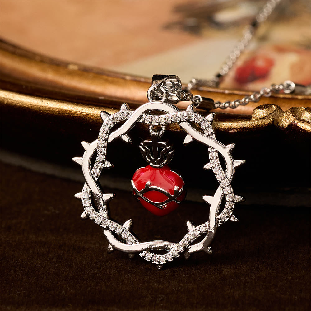 Christianartworkshop Thorn-Wreathed Sacred Heart Dual-Tone Necklace: Emblem of Divine Love - image 3