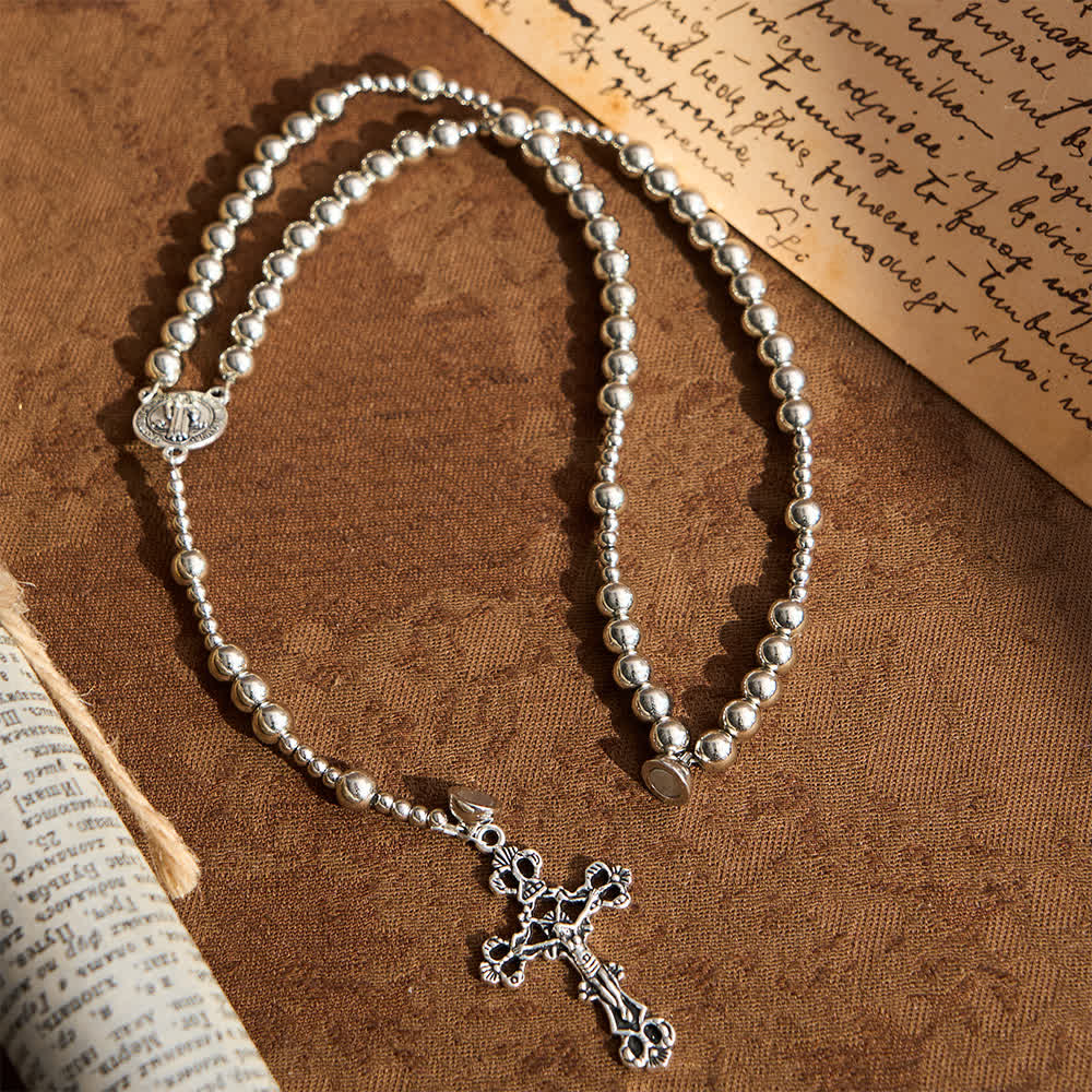 Christianartworkshop Sacred Silver Tone Magnetic Rosary Bracelet: 2-in-1 Prayer & Bracelet - Wrist Circumference: 5.51"-6.69"/14-17cm - image 0