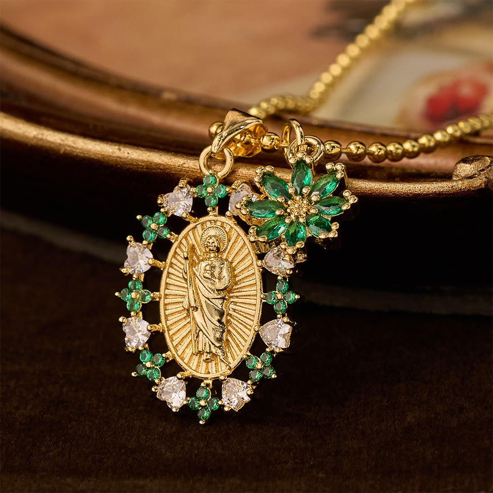 Christianartworkshop Ornate Our Lady & Winged Cross Faith Necklace Set: Emblem of Spiritual Protection - Virgin Mary Flower - image 8