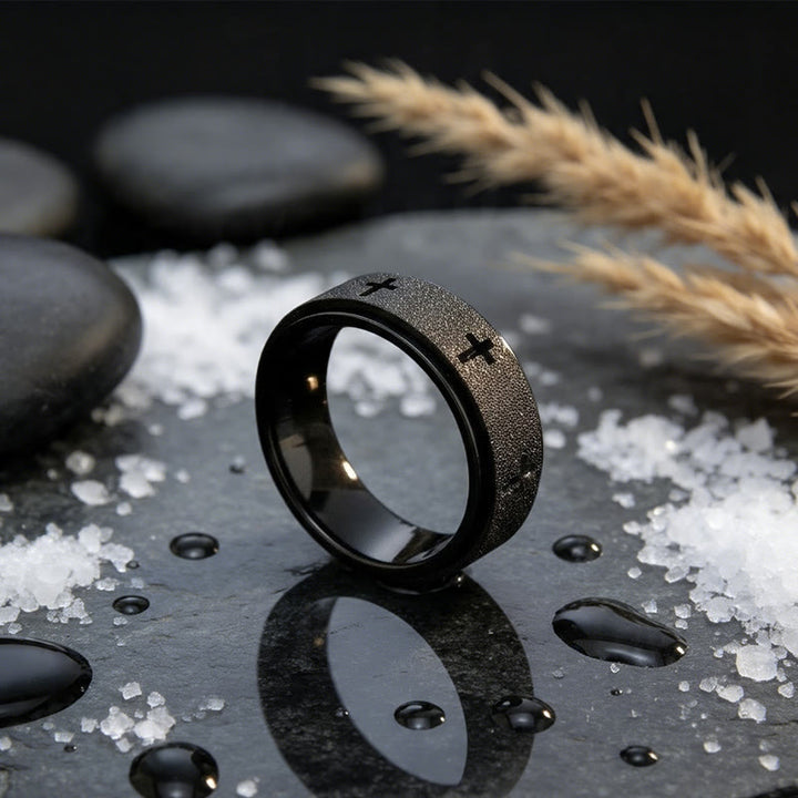 Christianartworkshop Rotating Cross Spinner Stress-relieving Ring: Emblem of Unshakable Faith - Black - US 11 - image 9