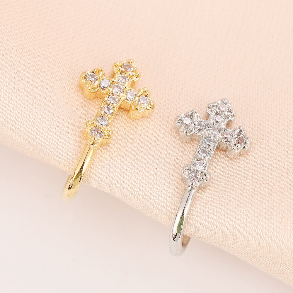 Christianartworkshop Two - Color Sparkling Cross Crystal Nose Ring: Walk in the Path of Sacred Style - image 1