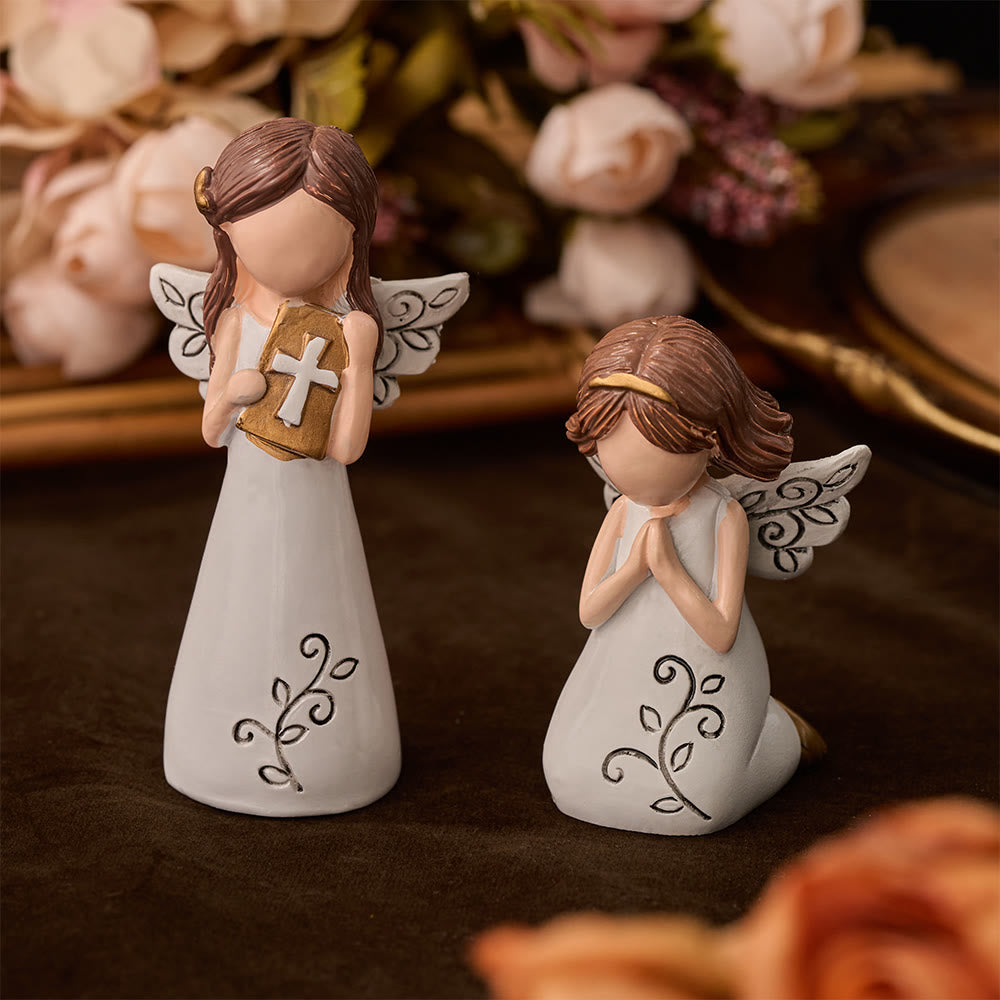 Christianartworkshop Angel with Cross & Prayer Desktop Ornament: Emblem of Devotion, Faith & Heavenly Grace - image 0