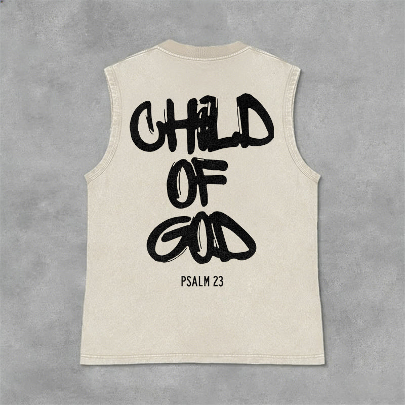 Christianartworkshop CHILD OF GOD Unisex Washed Tank Top - Beige - 2XL - image 10