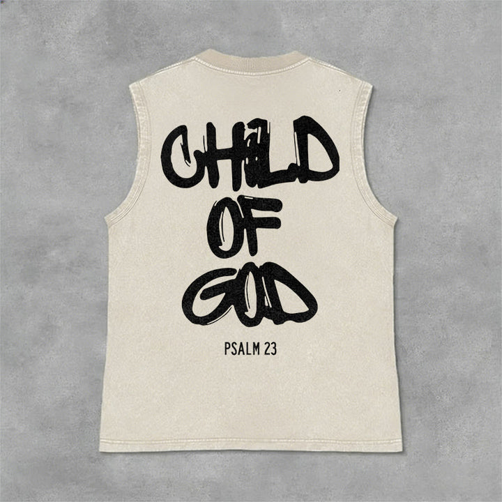 Christianartworkshop CHILD OF GOD Unisex Washed Tank Top - Beige - 2XL - image 10