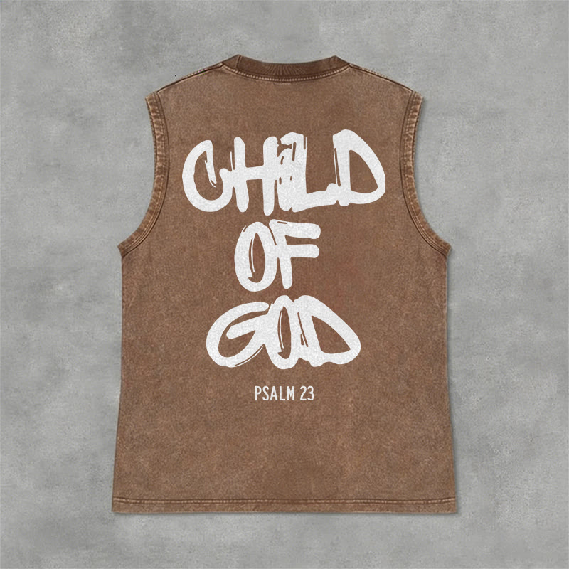 Christianartworkshop CHILD OF GOD Unisex Washed Tank Top - Brown - 2XL - image 4