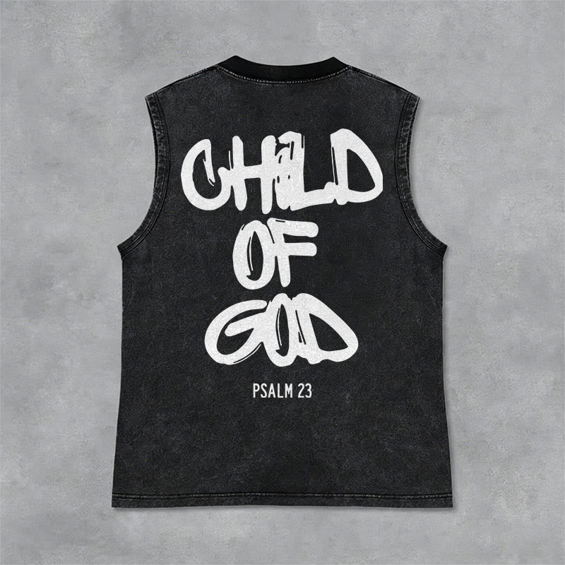 Christianartworkshop CHILD OF GOD Unisex Washed Tank Top - Black - 2XL - image 1