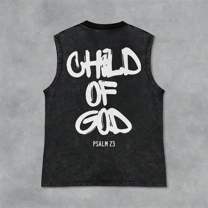 Christianartworkshop CHILD OF GOD Unisex Washed Tank Top - Black - 2XL - image 1
