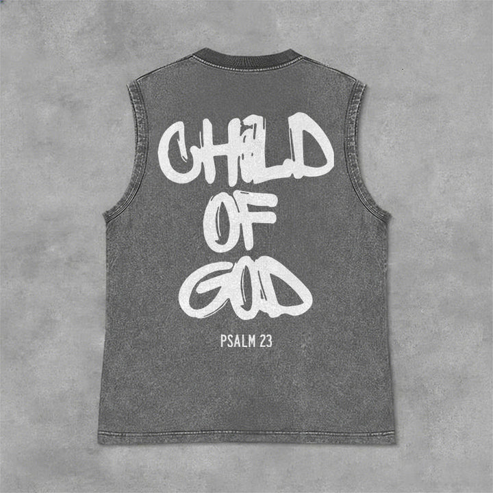 Christianartworkshop CHILD OF GOD Unisex Washed Tank Top - Grey - 2XL - image 7