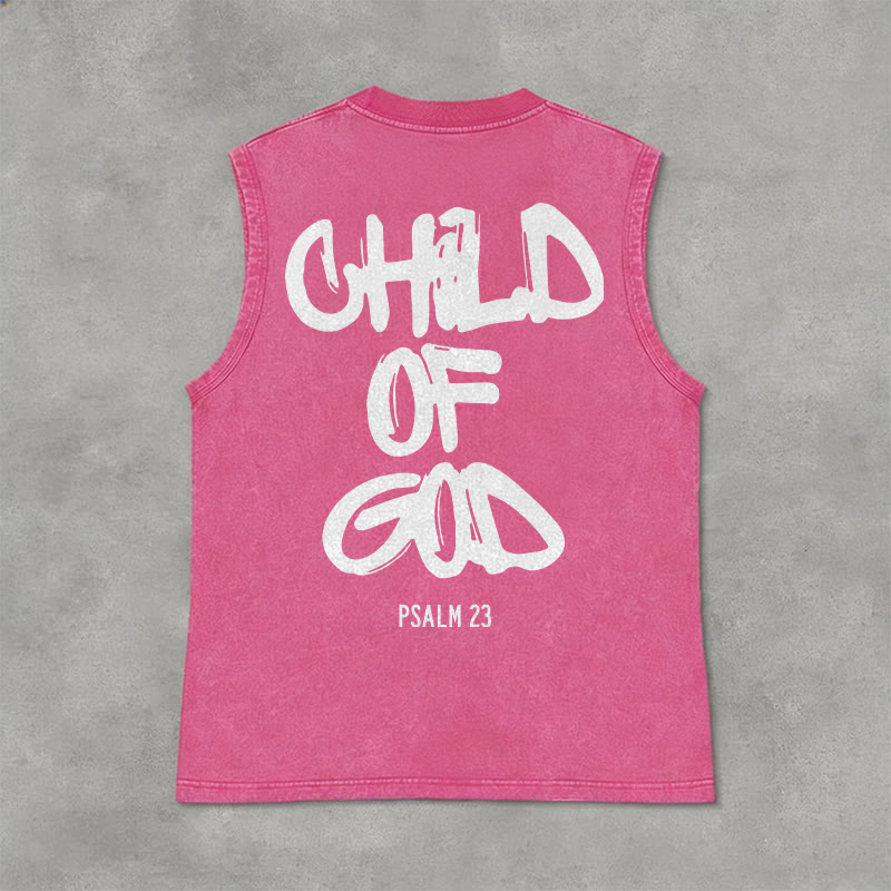 Christianartworkshop CHILD OF GOD Unisex Washed Tank Top - Pink - 2XL - image 12