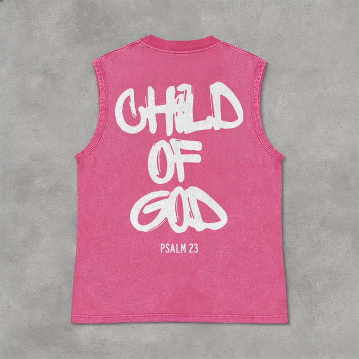 Christianartworkshop CHILD OF GOD Unisex Washed Tank Top - Pink - 2XL - image 12