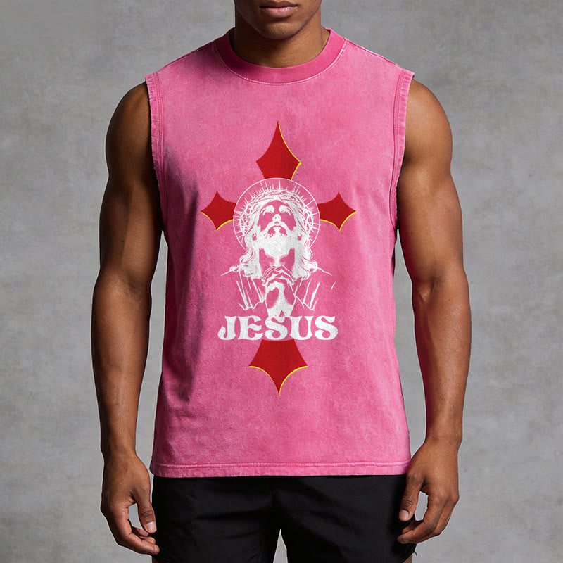 Christianartworkshop JESUS Unisex Washed Tank Top - image 13