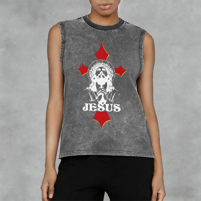 Christianartworkshop JESUS Unisex Washed Tank Top - image 11