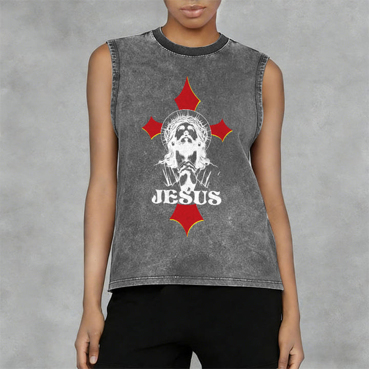 Christianartworkshop JESUS Unisex Washed Tank Top - image 11