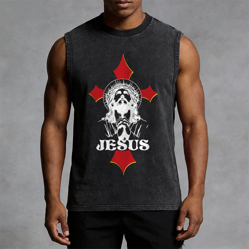 Christianartworkshop JESUS Unisex Washed Tank Top - image 4