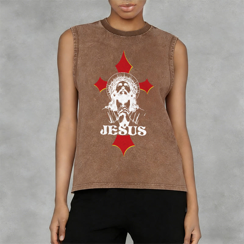 Christianartworkshop JESUS Unisex Washed Tank Top - image 8