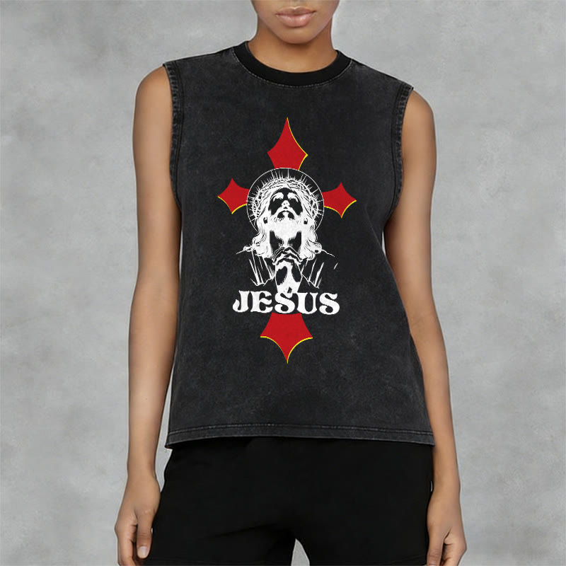 Christianartworkshop JESUS Unisex Washed Tank Top - image 5